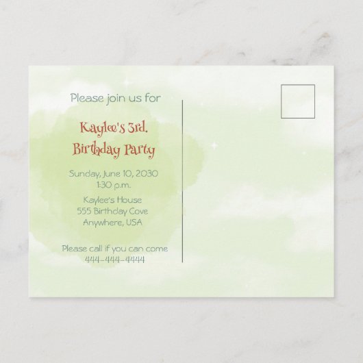 Train Engine Girl 3rd Birthday Invitation briefkaa Uitnodiging Briefkaart (Achterkant)