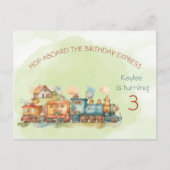 Train Engine Girl 3rd Birthday Invitation briefkaa Uitnodiging Briefkaart (Voorkant)