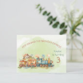 Train Engine Girl 3rd Birthday Invitation briefkaa Uitnodiging Briefkaart (Staand voorkant)