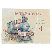 Train Engine Girl 4e verjaardag Groot Cadeauzakje (Achterkant)