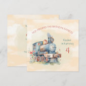 Train Engine Girl 4e verjaardag Kaart (Voorkant / Achterkant)