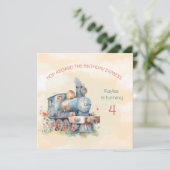 Train Engine Girl 4e verjaardag Kaart (Staand voorkant)