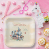 Train Engine Girl 4e verjaardag Papieren Bordje (Feest)