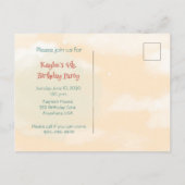 Train Engine Girl 4th Birthday Invitation briefkaa Uitnodiging Briefkaart (Achterkant)