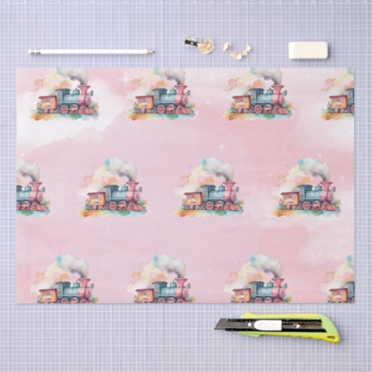 Train Engine Girl Birthday Tissuepapier (Craft)