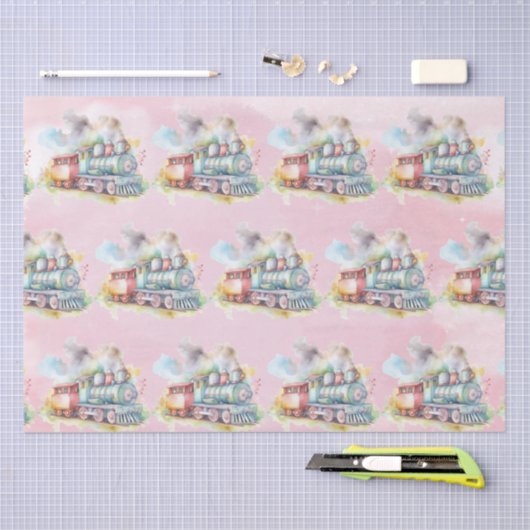 Train Engine Girl Birthday Tissuepapier (Craft)