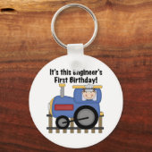 Train Engineer 1st Birthday Tshirts en geschenken Sleutelhanger (Voorkant)