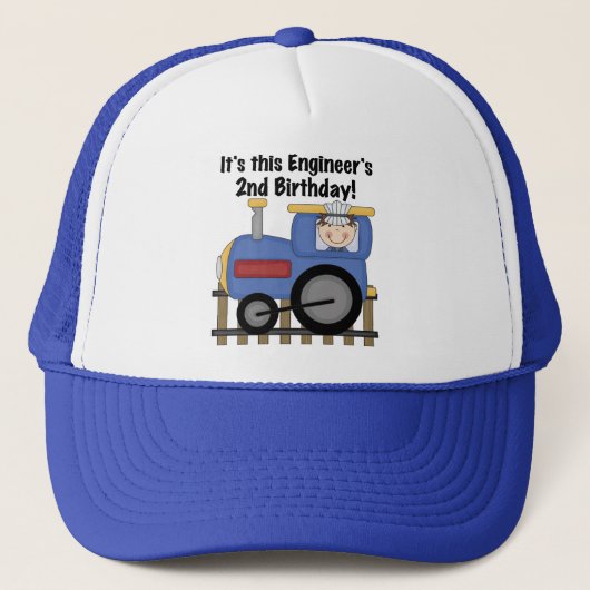 Train Engineer 2e verjaardag overhemden en cadeaus Trucker Pet (Voorkant)