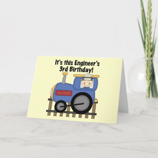 Train Engineer 3e verjaardag Tshirts en geschenken Kaart (Voorkant)