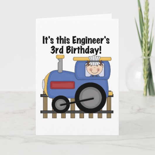 Train Engineer 3e verjaardag Tshirts en geschenken Kaart (Voorkant)