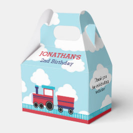 Train Favor Box (Boys Birthday in Navy & Red) Bedankdoosjes
