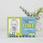 Train First Birthday Party Kaart (Staand voorkant)