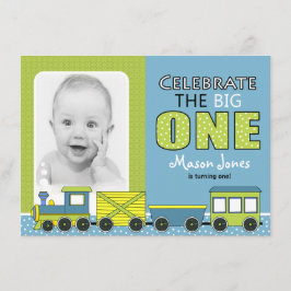 Train First Birthday Party Kaart