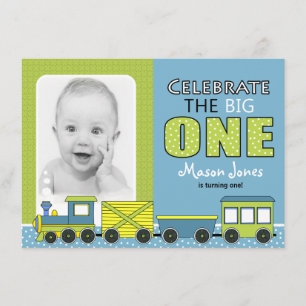 Train First Birthday Party Kaart