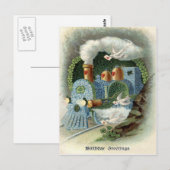 Train Forget Me Not Clover Dove Briefkaart (Voorkant / Achterkant)