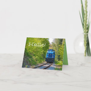 Train Foto Blue Locomotive Hallo Blank Note Card Kaart