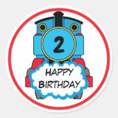 Train Gelukkig Verjaardag ronde Sticker (Voorkant)