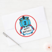 Train Gelukkig Verjaardag ronde Sticker (Envelop)