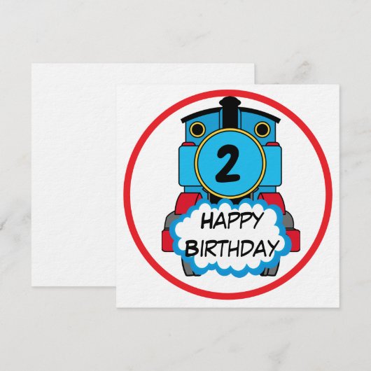 Train Gelukkige Verjaardag ronde Sticker Kaart (Voorkant / Achterkant)