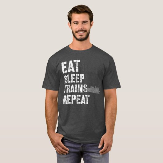 Train Gifts Railfan Model Railroad Eat Sleep T-shirt (Voorkant volledig)