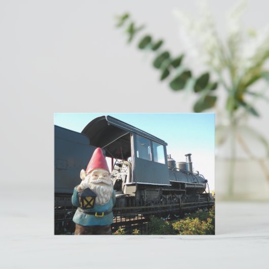 Train Gnome Briefkaart (Staand voorkant)