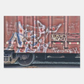 Train Graffiti Grunge Colorful Urban Street Art Inpakpapier Vel (Voorkant)