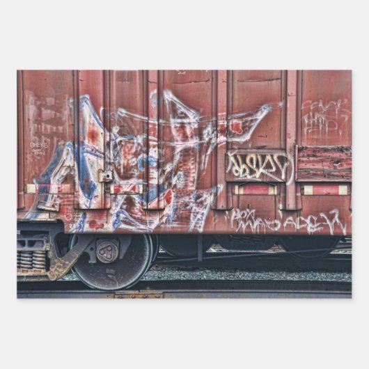 Train Graffiti Grunge Colorful Urban Street Art Inpakpapier Vel (Voorkant)
