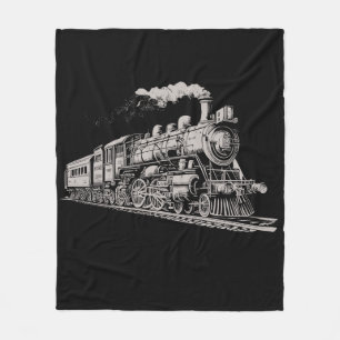 Train Grafisch Ontwerp Schets Retro Stoom Fleece Deken