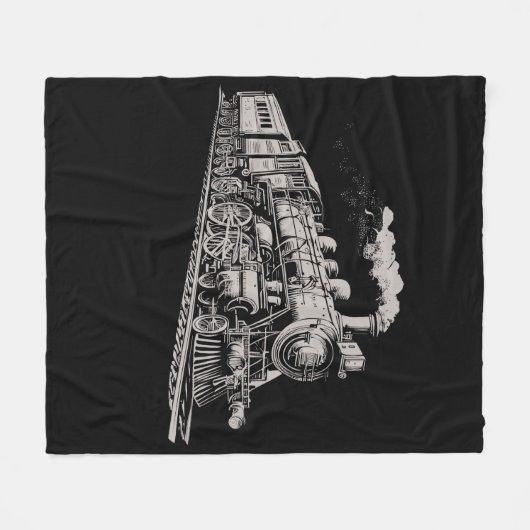 Train Grafisch Ontwerp Schets Retro Stoom Fleece Deken (Voorkant (Horizontaal))