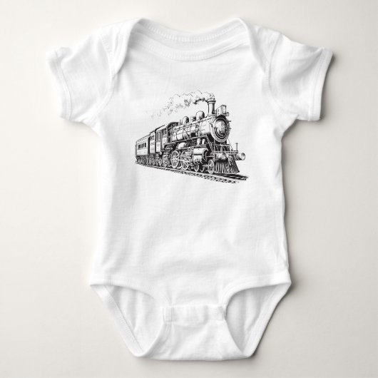 Train  Grafisch Ontwerp Schets Retro Stoom Romper (Voorkant)