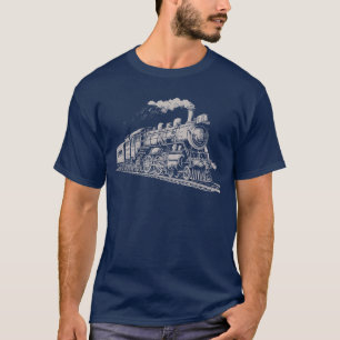 Train  Grafisch Ontwerp Schets Retro Stoom T-shirt