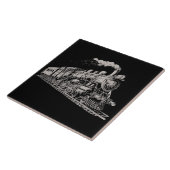 Train  Grafisch Ontwerp Schets Retro Stoom Tegeltje (Zijkant)