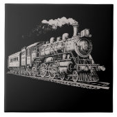Train  Grafisch Ontwerp Schets Retro Stoom Tegeltje (Voorkant)