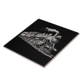 Train  Grafisch Ontwerp Schets Retro Stoom Tegeltje (Zijkant)