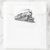 Train  Grafisch Ontwerp Schets Retro Stoom Vierkante Sticker (Tas)