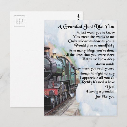 Train - Grandad Poem Briefkaart (Voorkant / Achterkant)