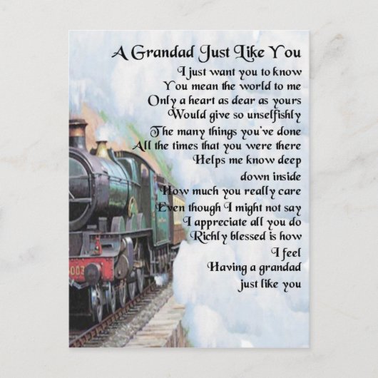 Train - Grandad Poem Briefkaart (Voorkant)