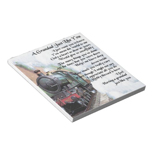 Train - Grandad Poem Notitieblok (Schuin)