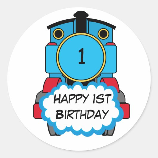 Train Happy Birthday round Sticker (Voorkant)
