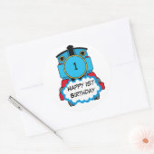 Train Happy Birthday round Sticker (Envelop)