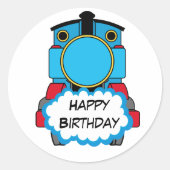 Train Happy Birthday round Sticker (Voorkant)