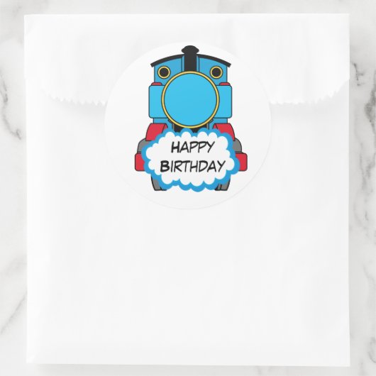 Train Happy Birthday round Sticker (Tas)
