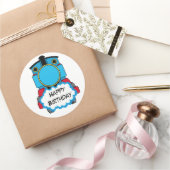 Train Happy Birthday round Sticker (Geschenken)