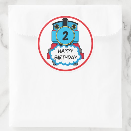 Train Happy Birthday round Sticker (Tas)