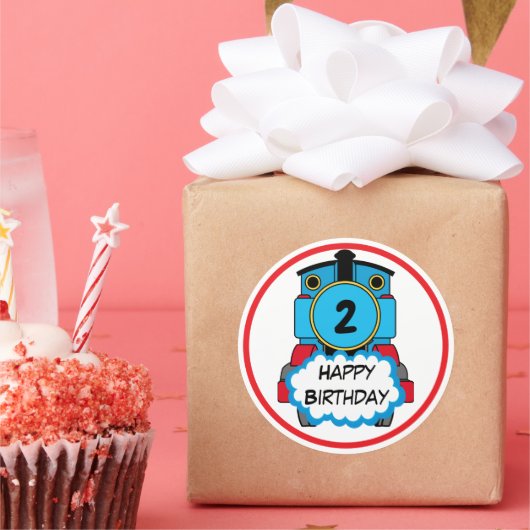 Train Happy Birthday round Sticker (Feest)