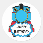Train Happy Birthday round Sticker (Voorkant)