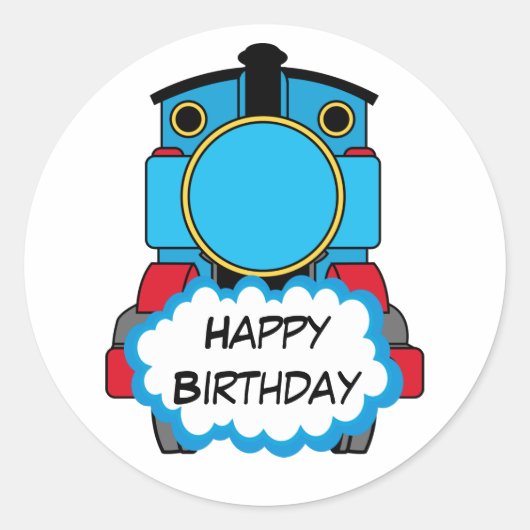 Train Happy Birthday round Sticker (Voorkant)