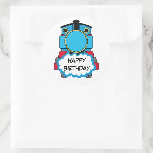 Train Happy Birthday round Sticker (Tas)
