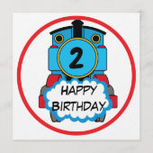 Train Happy Birthday round Sticker Kaart (Voorkant)