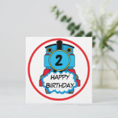 Train Happy Birthday round Sticker Kaart (Staand voorkant)